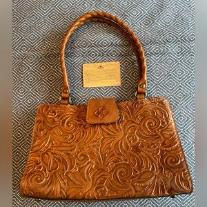 Patricia Nash Tooled Leather Brown Rienzo Shoulder Satchel Purse P35786